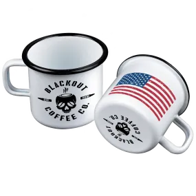 American Flag Camping Enamel Steel Mug 12 oz