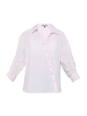 Baby Pink Poplin Ruched Shirt