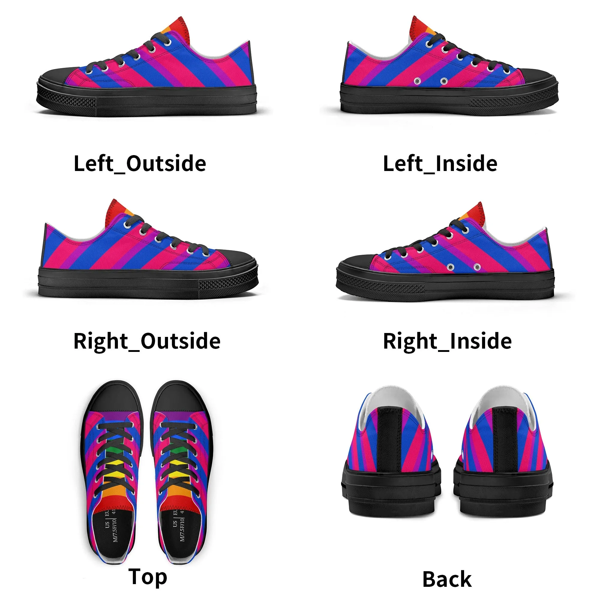 Bisexual Pride Collection - Mens Classic Low Top Canvas Shoes for the LGBTQIA  community