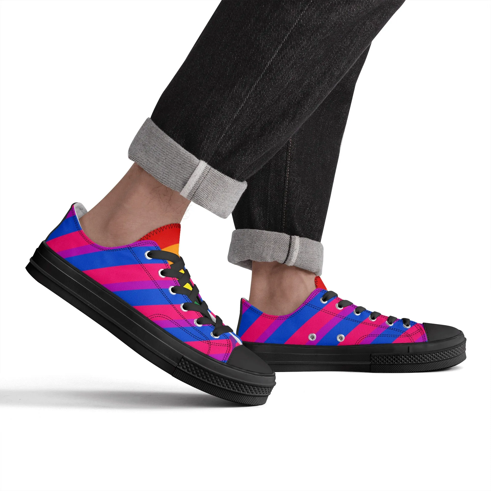 Bisexual Pride Collection - Mens Classic Low Top Canvas Shoes for the LGBTQIA  community