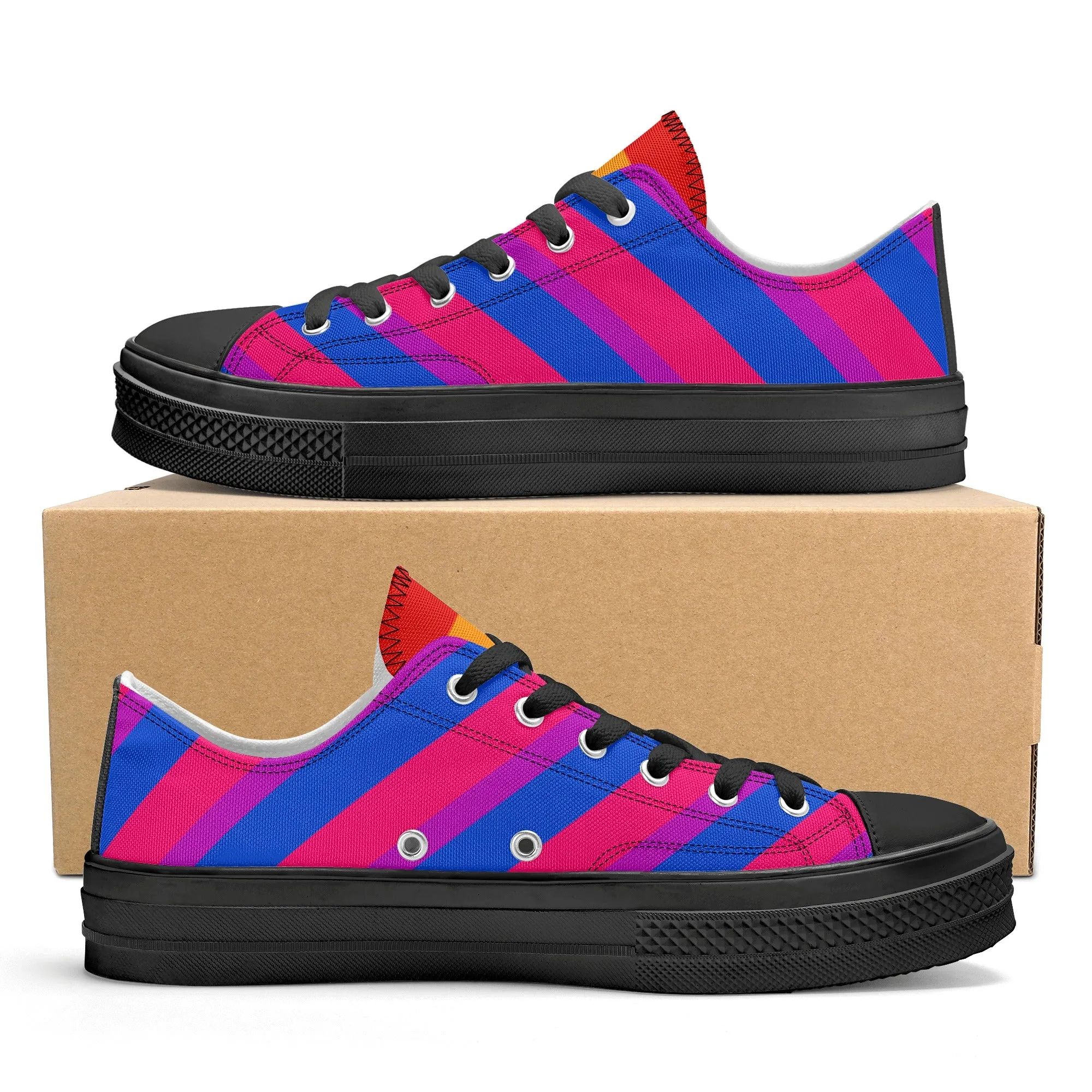 Bisexual Pride Collection - Mens Classic Low Top Canvas Shoes for the LGBTQIA  community