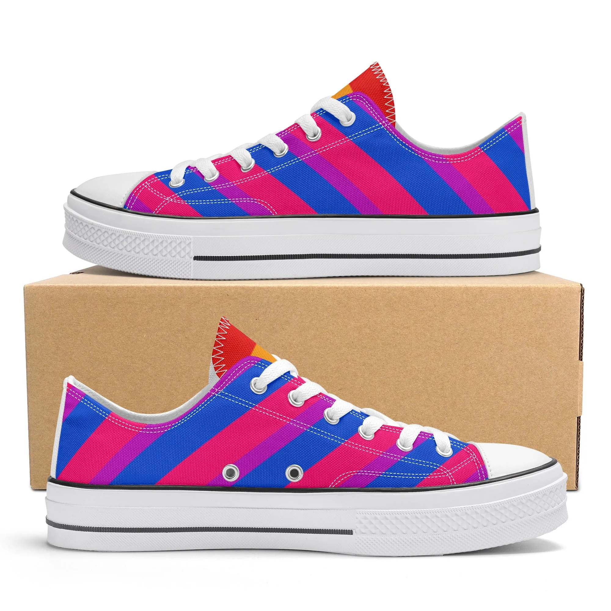 Bisexual Pride Collection - Mens Classic Low Top Canvas Shoes for the LGBTQIA  community