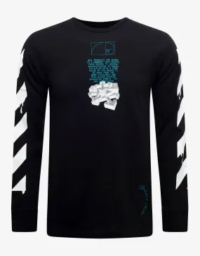 Black Dripping Arrows Print Long Sleeve T-Shirt -