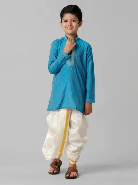 Boys Cotton Kurta with Readymade Panchakacham Blue EMD2