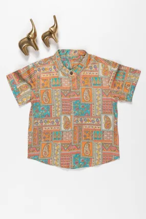 Boys Eclectic Print Pure Cotton Shirt