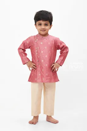 Boys Zari Embroidered Kurta with Cream Pant - Ethnic Elegance for Special Occasions