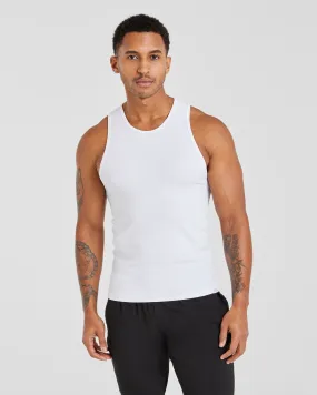 Essential Ribbed Tank - White