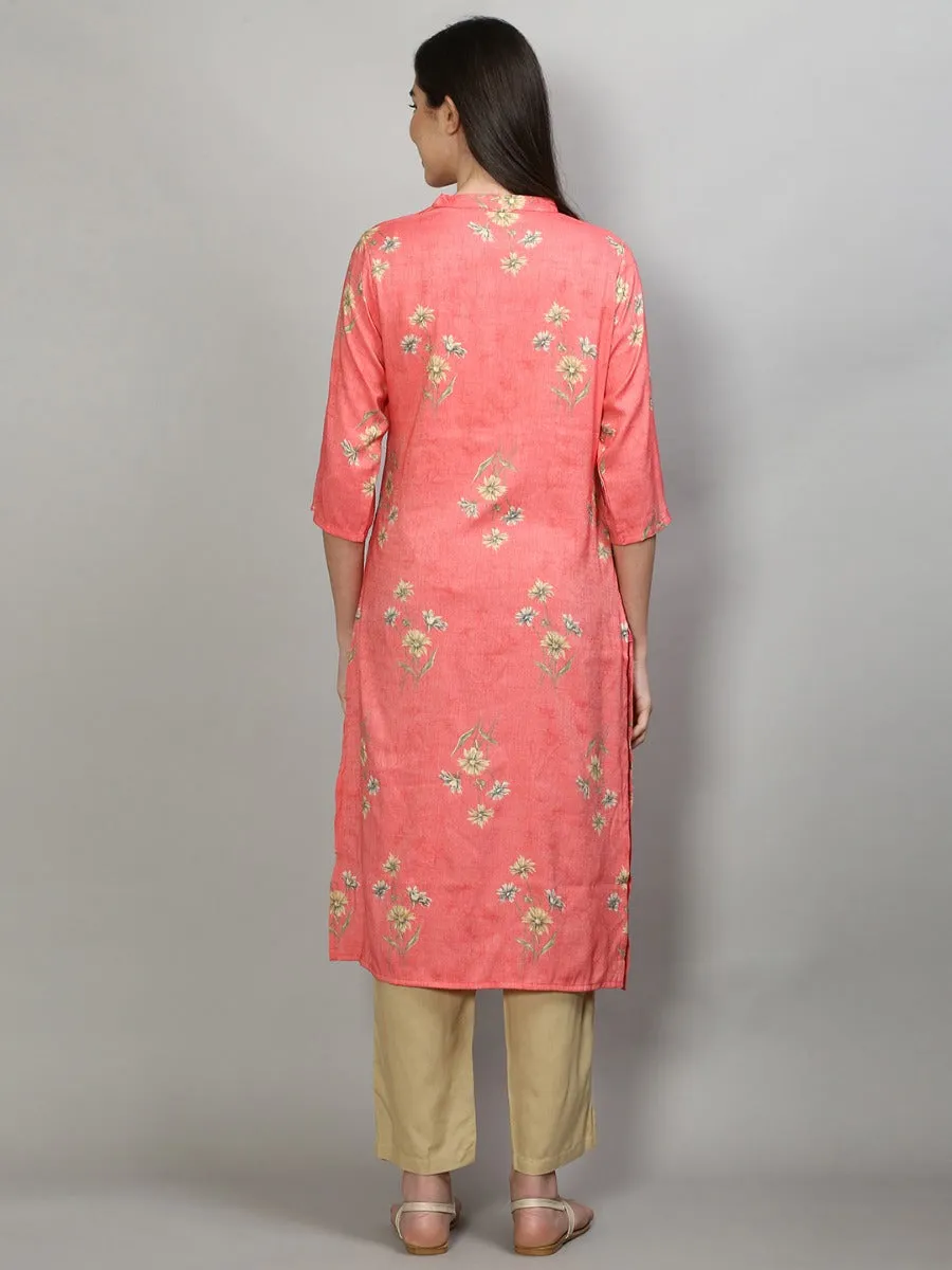 Glorious Pink Floral Printed Kurta