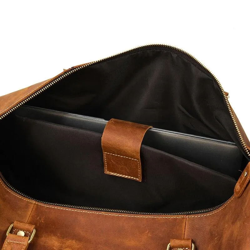 Jonathan Crazy Horse Leather Duffel Bag With Shoe Pocket