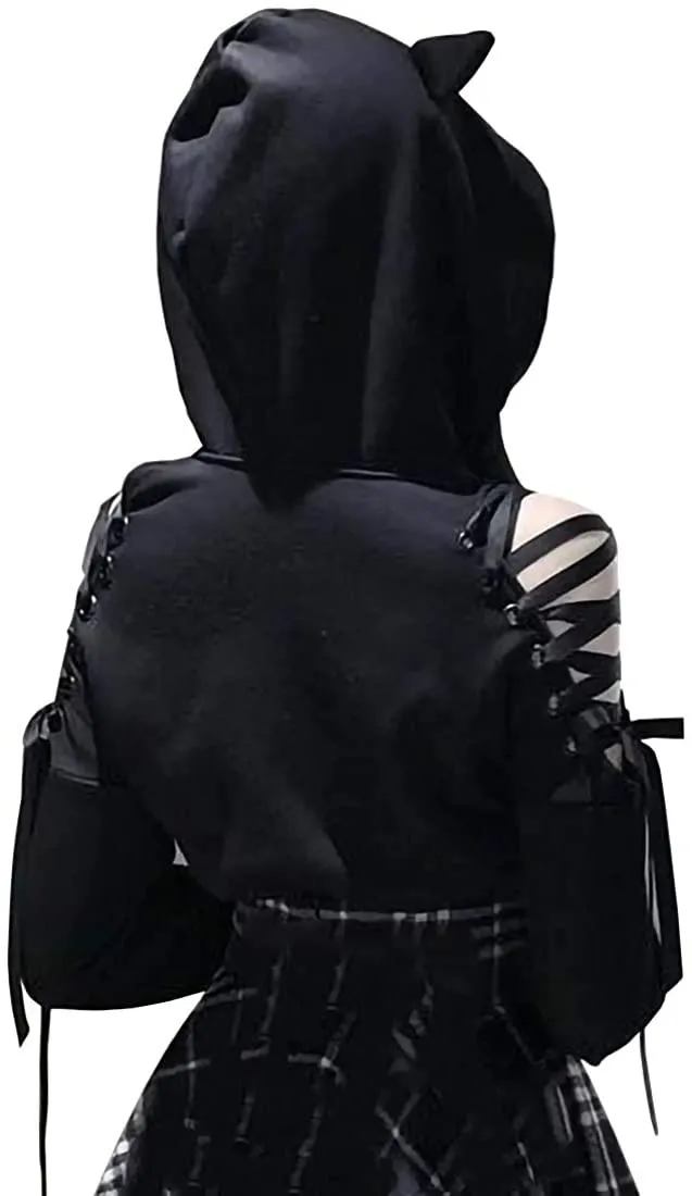 Long Sleeve Hoodie Cat Ears Gothic