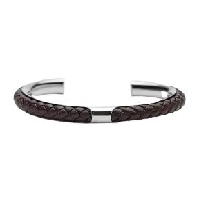 Lupo Braided Leather & Stainless Steel Cuff Bracelet