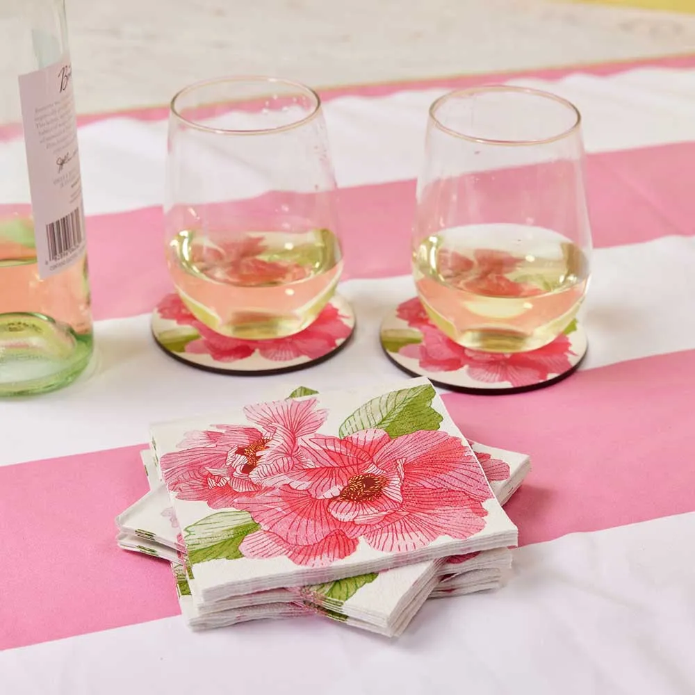 Pink Peony Paper Cocktail Napkins (Pack of 20)