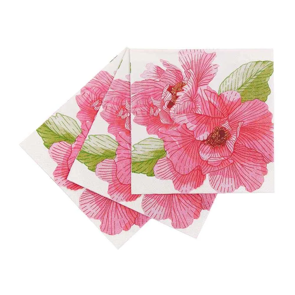 Pink Peony Paper Cocktail Napkins (Pack of 20)