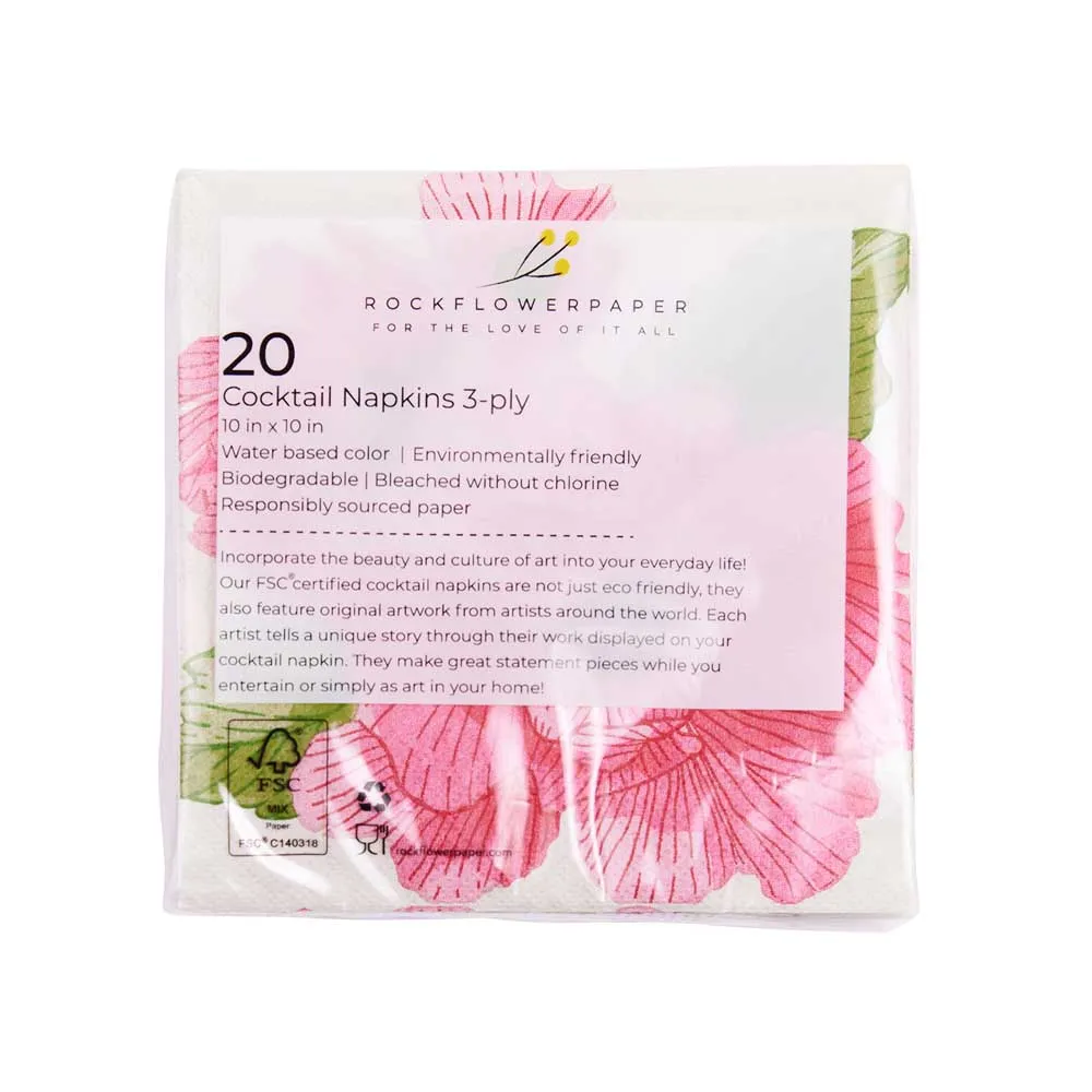 Pink Peony Paper Cocktail Napkins (Pack of 20)