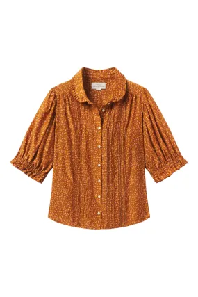 Trovata Birds of Paradis Gemma Blouse in Pecan Ditsy