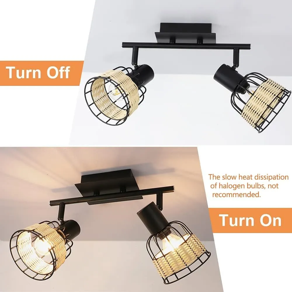 Vintage LED Light Track Lighting Kit, Farmhouse Flush Mount Wall or Ceiling Spot Light Fixture